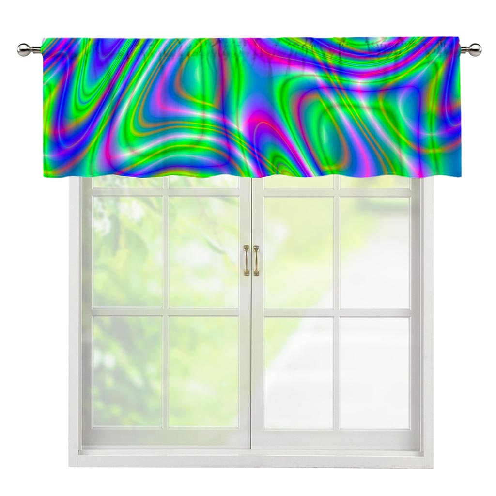 Neon Green Psychedelic Trippy Print Window Valance