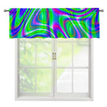 Neon Green Psychedelic Trippy Print Window Valance