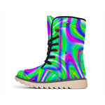 Neon Green Psychedelic Trippy Print Winter Boots