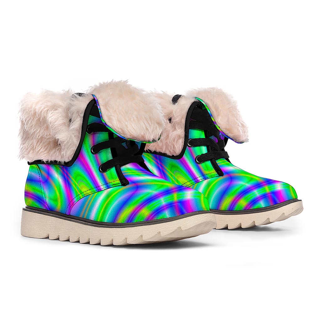 Neon Green Psychedelic Trippy Print Winter Boots