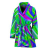 Neon Green Psychedelic Trippy Print Women's Bathrobe