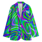 Neon Green Psychedelic Trippy Print Women's Blazer