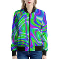 Neon Green Psychedelic Trippy Print Women's Bomber Jacket