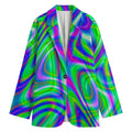 Neon Green Psychedelic Trippy Print Women's Cotton Blazer