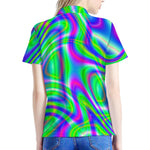 Neon Green Psychedelic Trippy Print Women's Polo Shirt