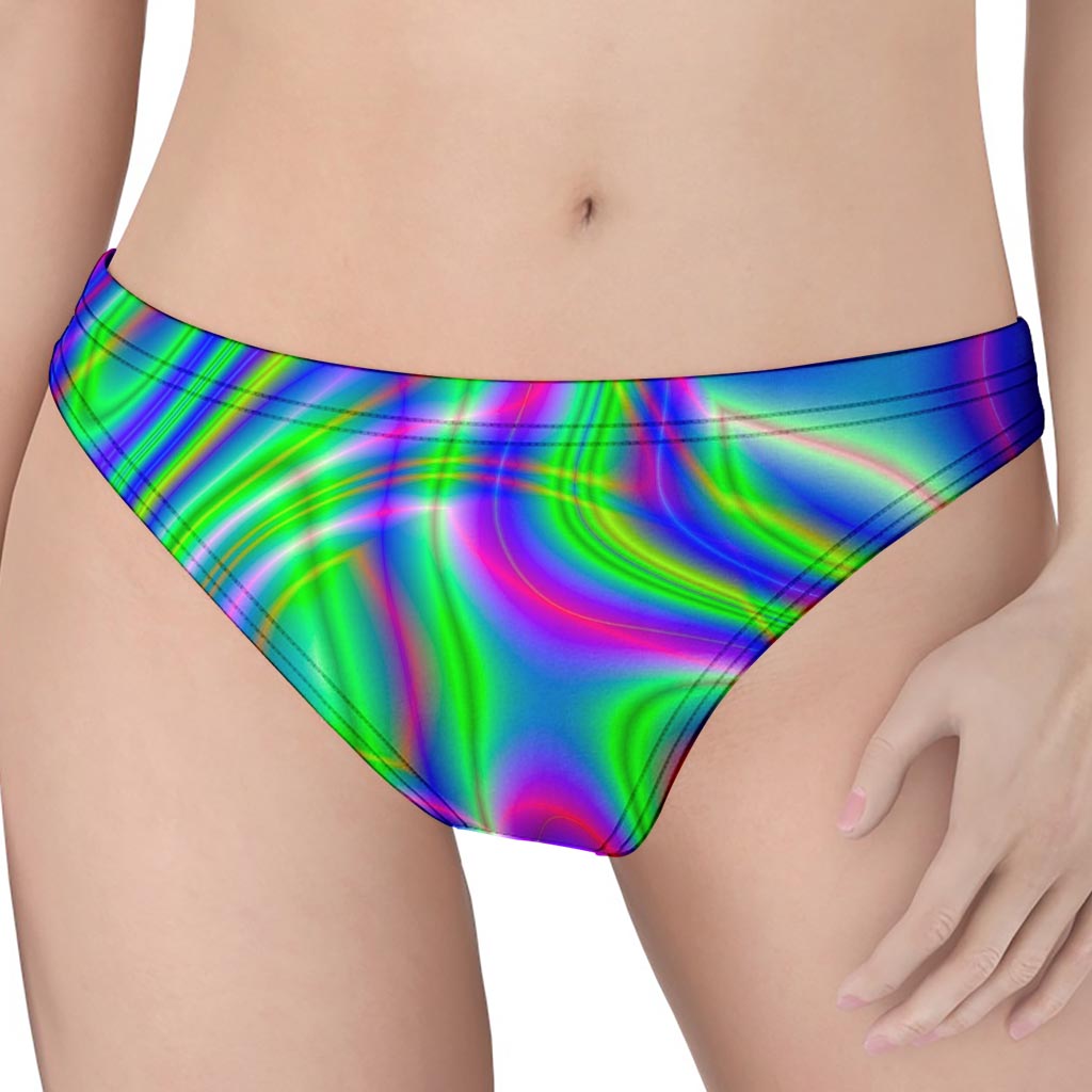 Neon Green Psychedelic Trippy Print Women's Thong