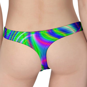 Neon Green Psychedelic Trippy Print Women's Thong