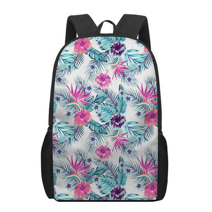 Neon Hibiscus Tropical Pattern Print 17 Inch Backpack