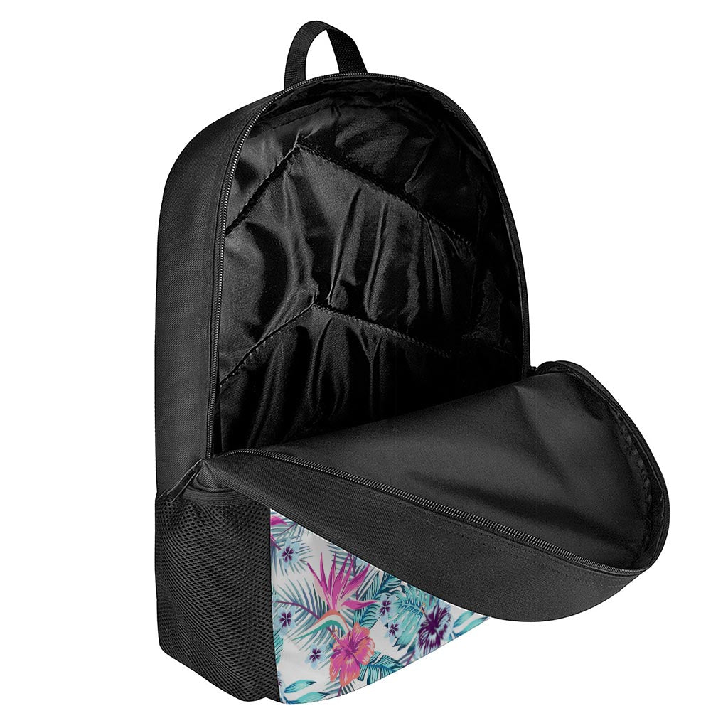 Neon Hibiscus Tropical Pattern Print 17 Inch Backpack