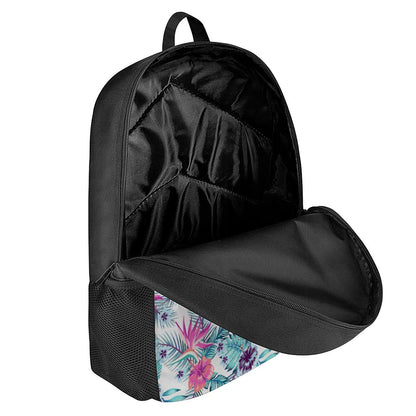 Neon Hibiscus Tropical Pattern Print 17 Inch Backpack