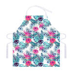 Neon Hibiscus Tropical Pattern Print Adjustable Apron