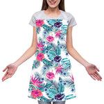 Neon Hibiscus Tropical Pattern Print Adjustable Apron