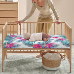 Neon Hibiscus Tropical Pattern Print Baby Crib Sheet