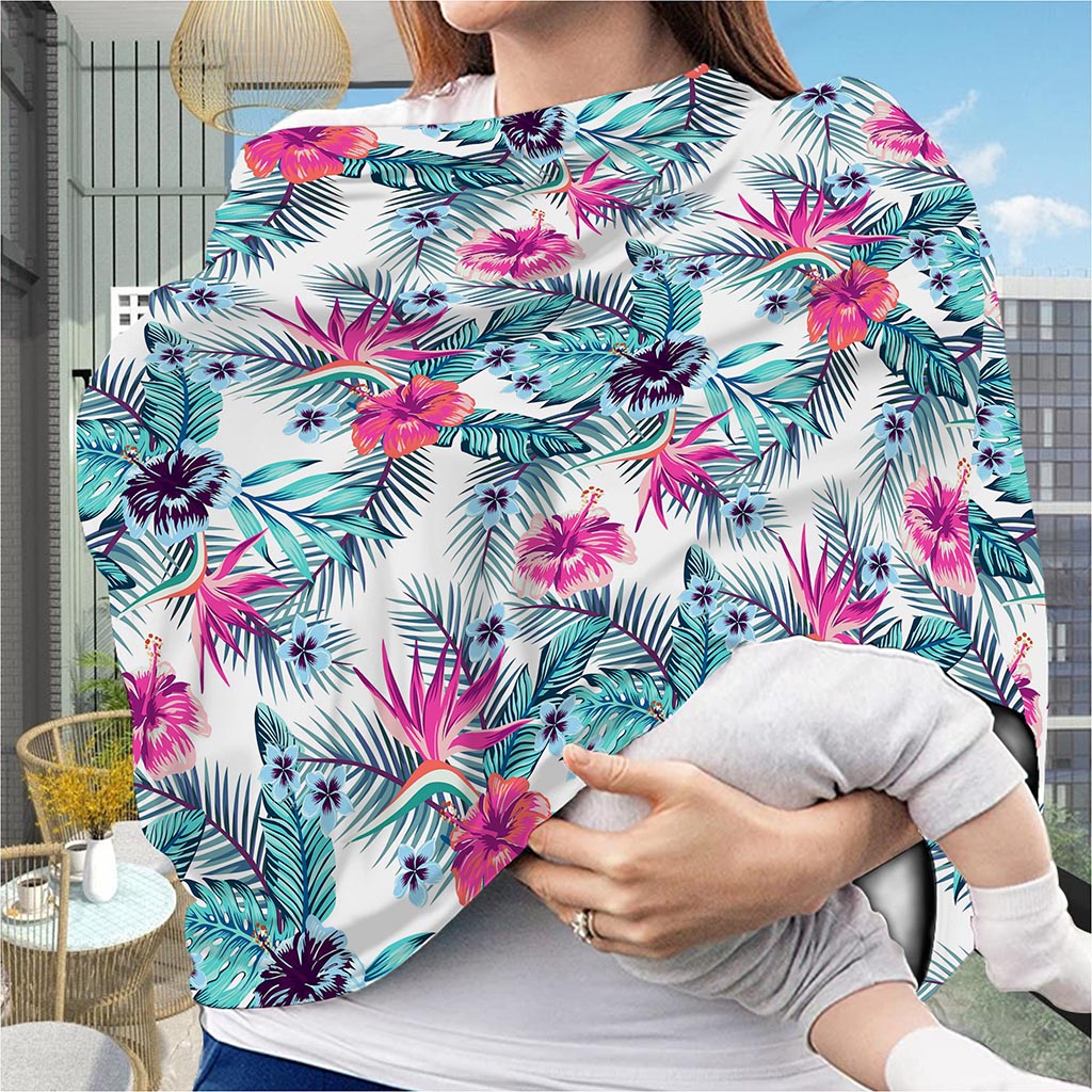 Neon Hibiscus Tropical Pattern Print Baby Seat Cover