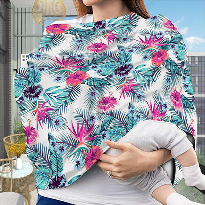 Neon Hibiscus Tropical Pattern Print Baby Seat Cover