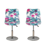Neon Hibiscus Tropical Pattern Print Bar Stool Covers