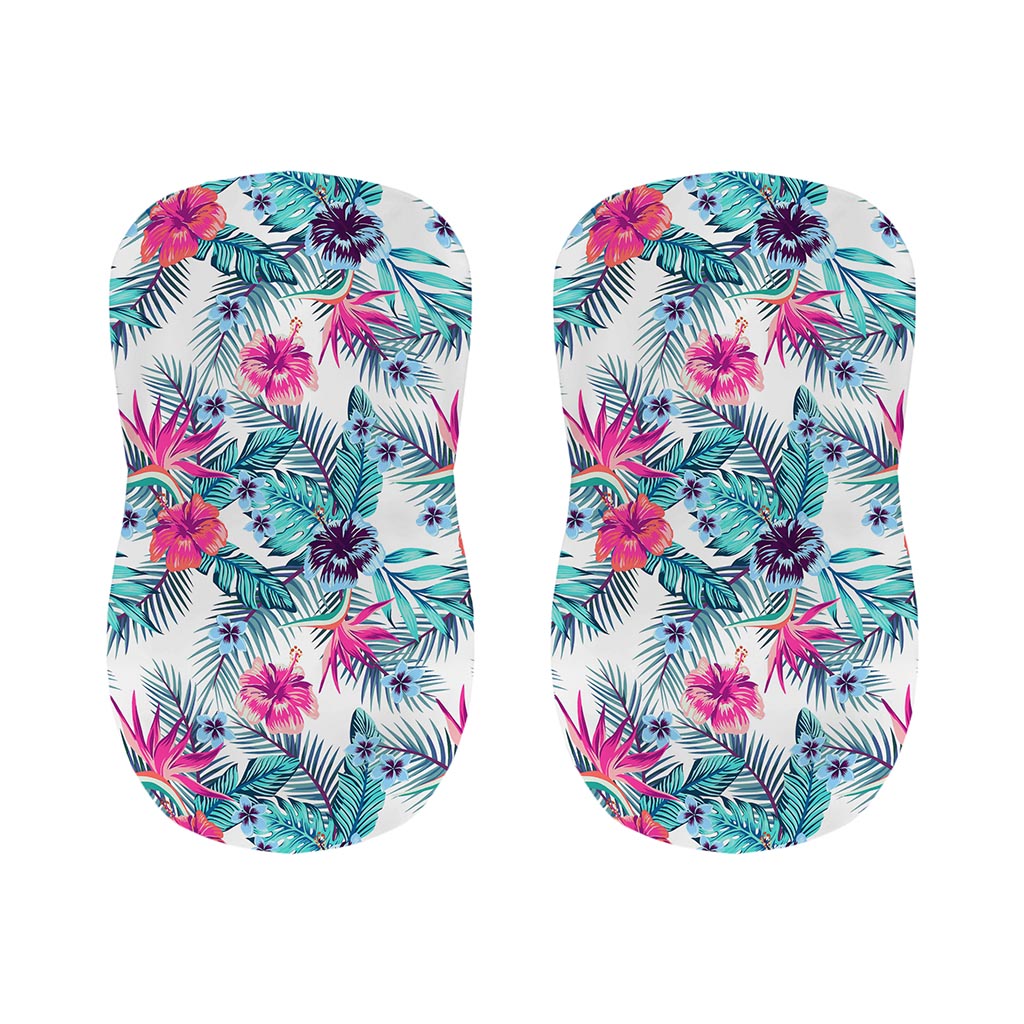 Neon Hibiscus Tropical Pattern Print Bar Stool Covers