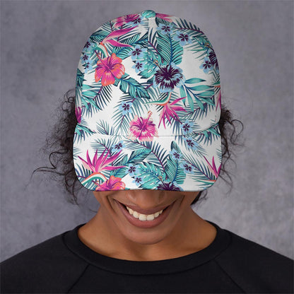 Neon Hibiscus Tropical Pattern Print Baseball Cap