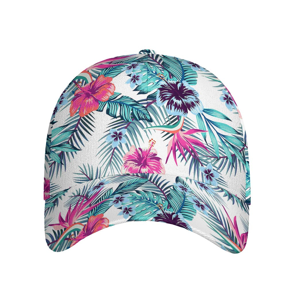 Neon Hibiscus Tropical Pattern Print Baseball Cap