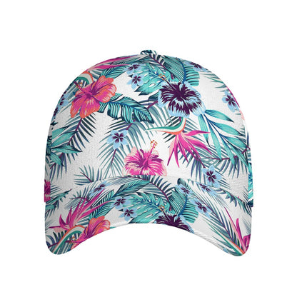 Neon Hibiscus Tropical Pattern Print Baseball Cap