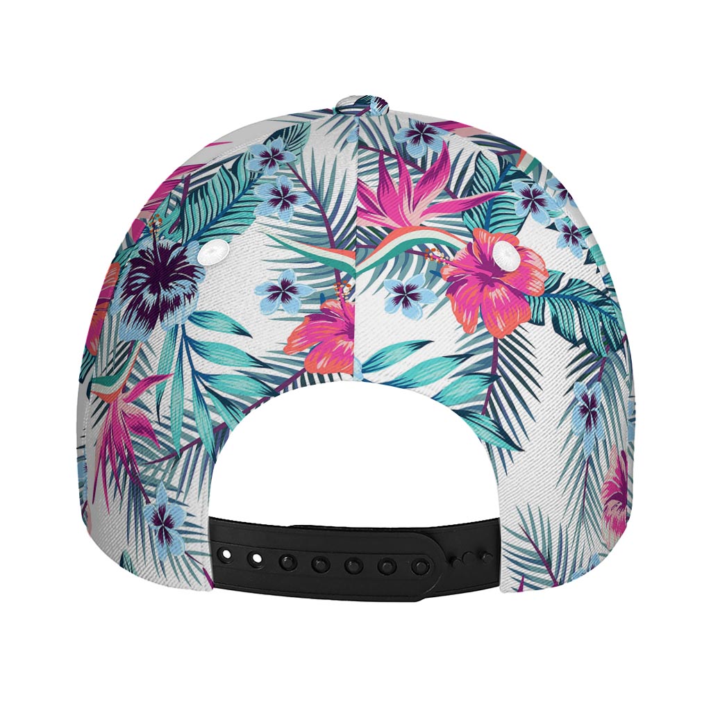 Neon Hibiscus Tropical Pattern Print Baseball Cap