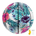 Neon Hibiscus Tropical Pattern Print Basketball