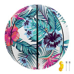Neon Hibiscus Tropical Pattern Print Basketball