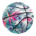 Neon Hibiscus Tropical Pattern Print Basketball
