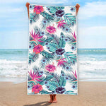 Neon Hibiscus Tropical Pattern Print Beach Towel