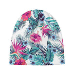 Neon Hibiscus Tropical Pattern Print Beanie