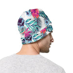 Neon Hibiscus Tropical Pattern Print Beanie