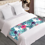 Neon Hibiscus Tropical Pattern Print Bed Runner