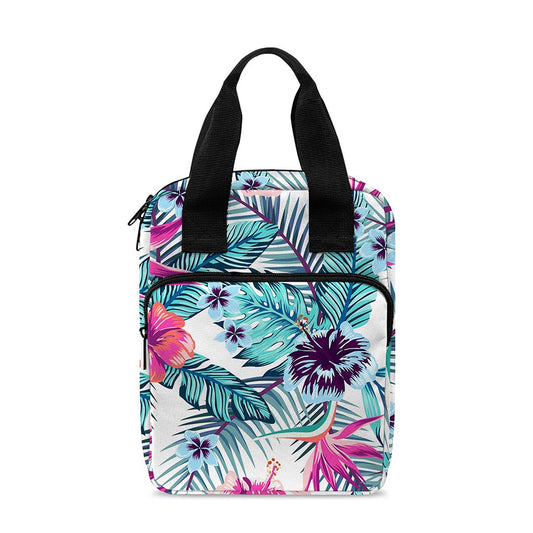 Neon Hibiscus Tropical Pattern Print Bible Tote Bag