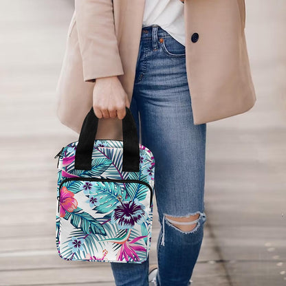 Neon Hibiscus Tropical Pattern Print Bible Tote Bag