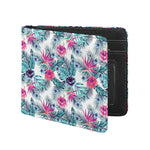 Neon Hibiscus Tropical Pattern Print Bifold Wallet