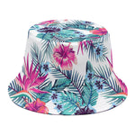 Neon Hibiscus Tropical Pattern Print Bucket Hat