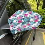 Neon Hibiscus Tropical Pattern Print Car Side Mirror Covers