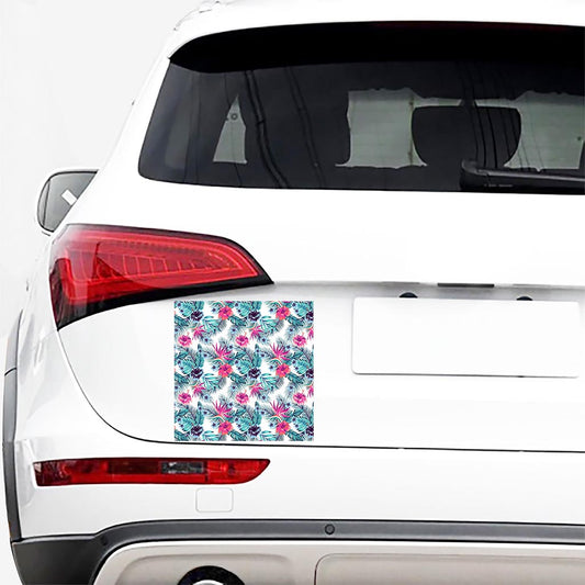 Neon Hibiscus Tropical Pattern Print Car Sticker