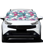 Neon Hibiscus Tropical Pattern Print Car Windshield Snow Cover