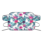 Neon Hibiscus Tropical Pattern Print Car Windshield Snow Cover