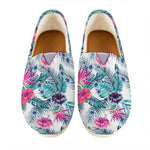 Neon Hibiscus Tropical Pattern Print Casual Shoes
