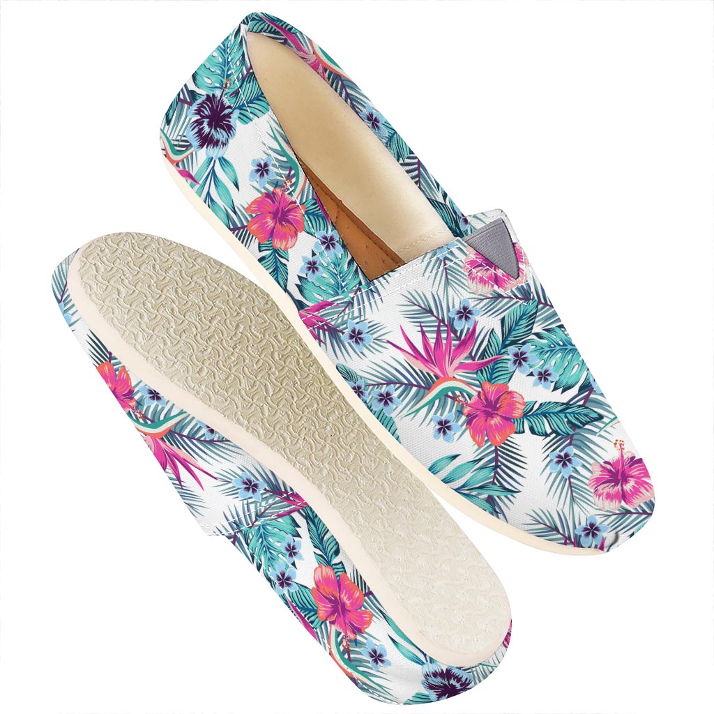 Neon Hibiscus Tropical Pattern Print Casual Shoes