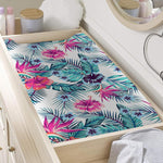 Neon Hibiscus Tropical Pattern Print Changing Pad Cover
