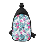 Neon Hibiscus Tropical Pattern Print Chest Bag