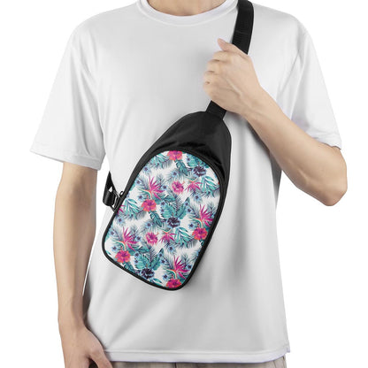 Neon Hibiscus Tropical Pattern Print Chest Bag