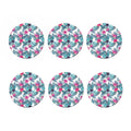 Neon Hibiscus Tropical Pattern Print Coaster Set