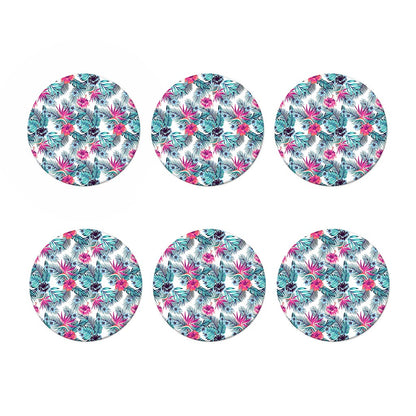 Neon Hibiscus Tropical Pattern Print Coaster Set