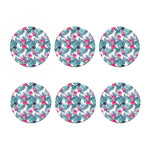 Neon Hibiscus Tropical Pattern Print Coaster Set