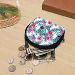 Neon Hibiscus Tropical Pattern Print Coin Purse