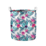 Neon Hibiscus Tropical Pattern Print Collapsible Laundry Basket